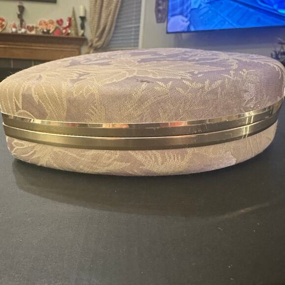 VTG Mundi Jewelry Presentation Travel Box Lavender Cream Damask Heart Brocade - Picture 7 of 14